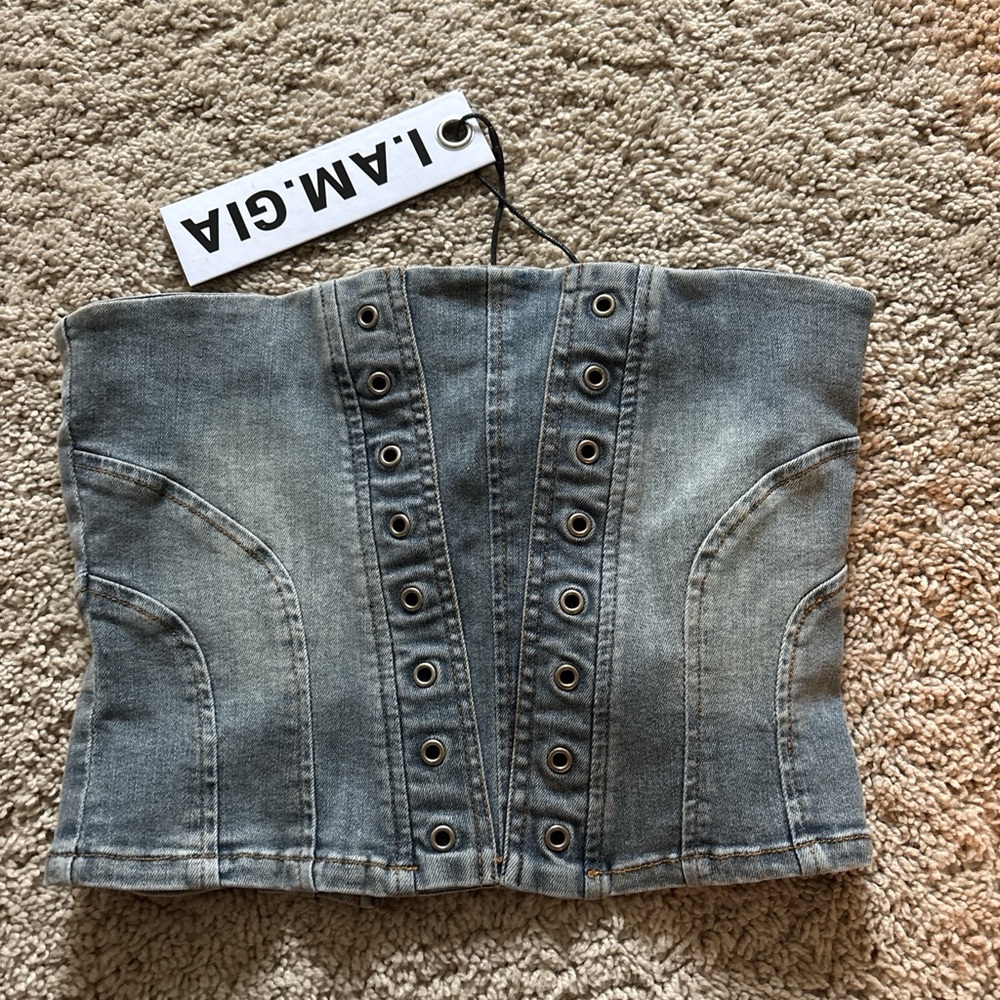 I.AM.GIA Blue Denim Tube Top